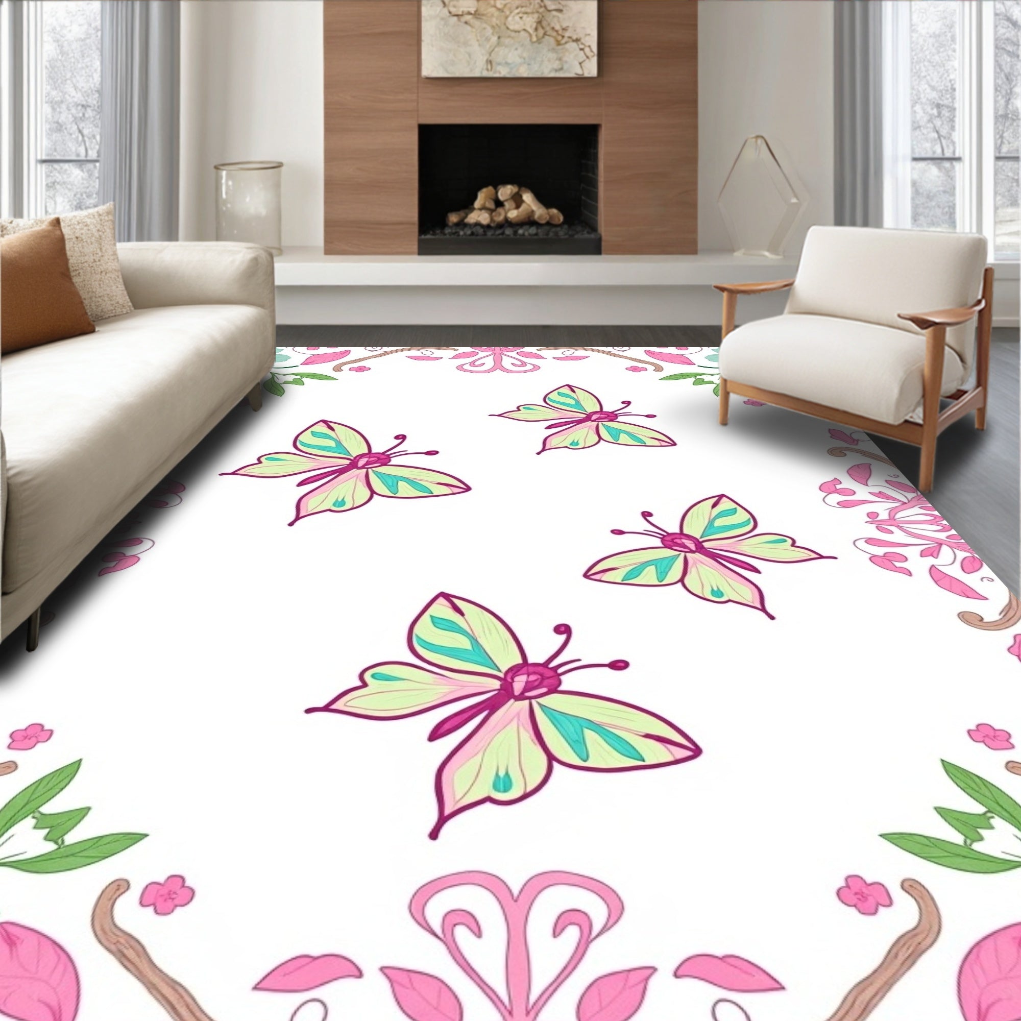 Whimsical Dream with Delicate Floral Motifs and Swirling Vines (Pink) - ODIKA