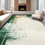 Contemporary Beige and Dark Green Splatter(Beige)