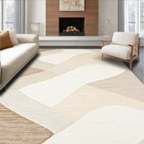 Elegant Circular Area With Subtle Chevron Waves And Neutral Beige Hues(Beige)