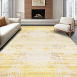 Abstract Floral Beige Yellow Area for Entryway(Yellow)