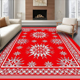 Nordic Starburst Interlocking Holiday Tiling with Whimsical Frosted Motifs(Red)