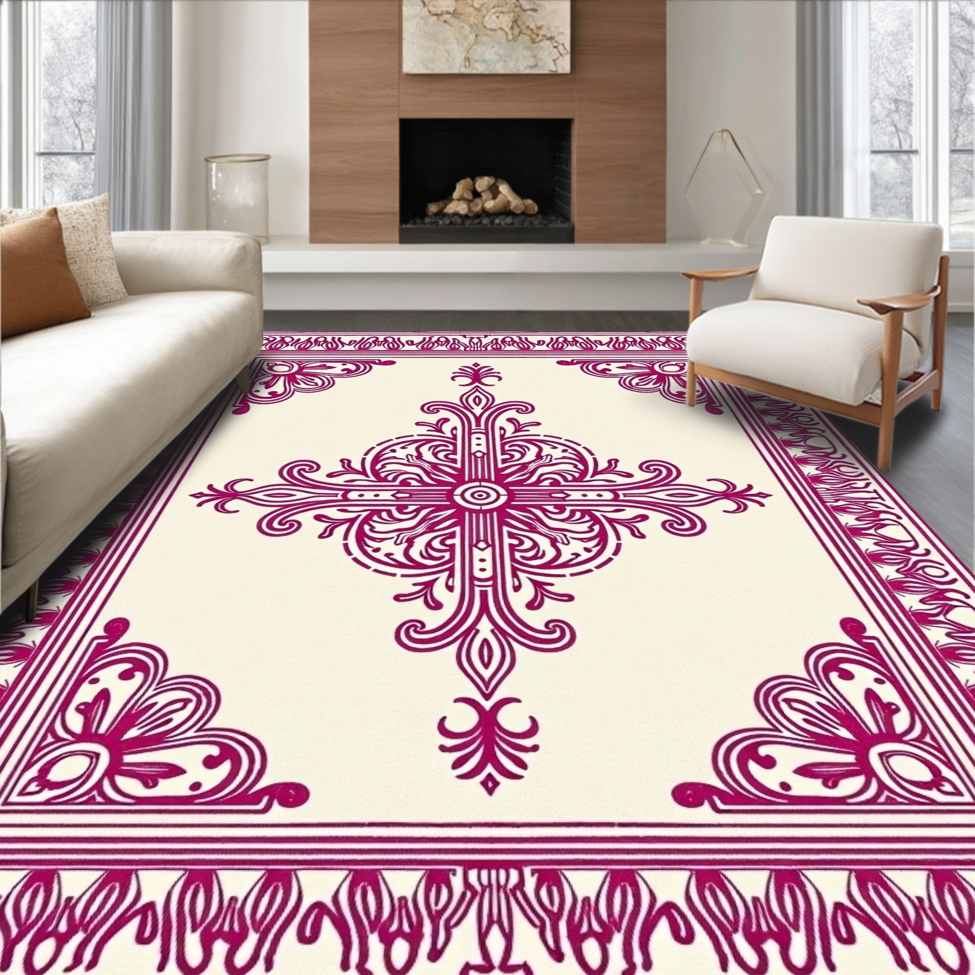 Ornate Paisley Medallion Interlocking Traditional (Ivory) - ODIKA