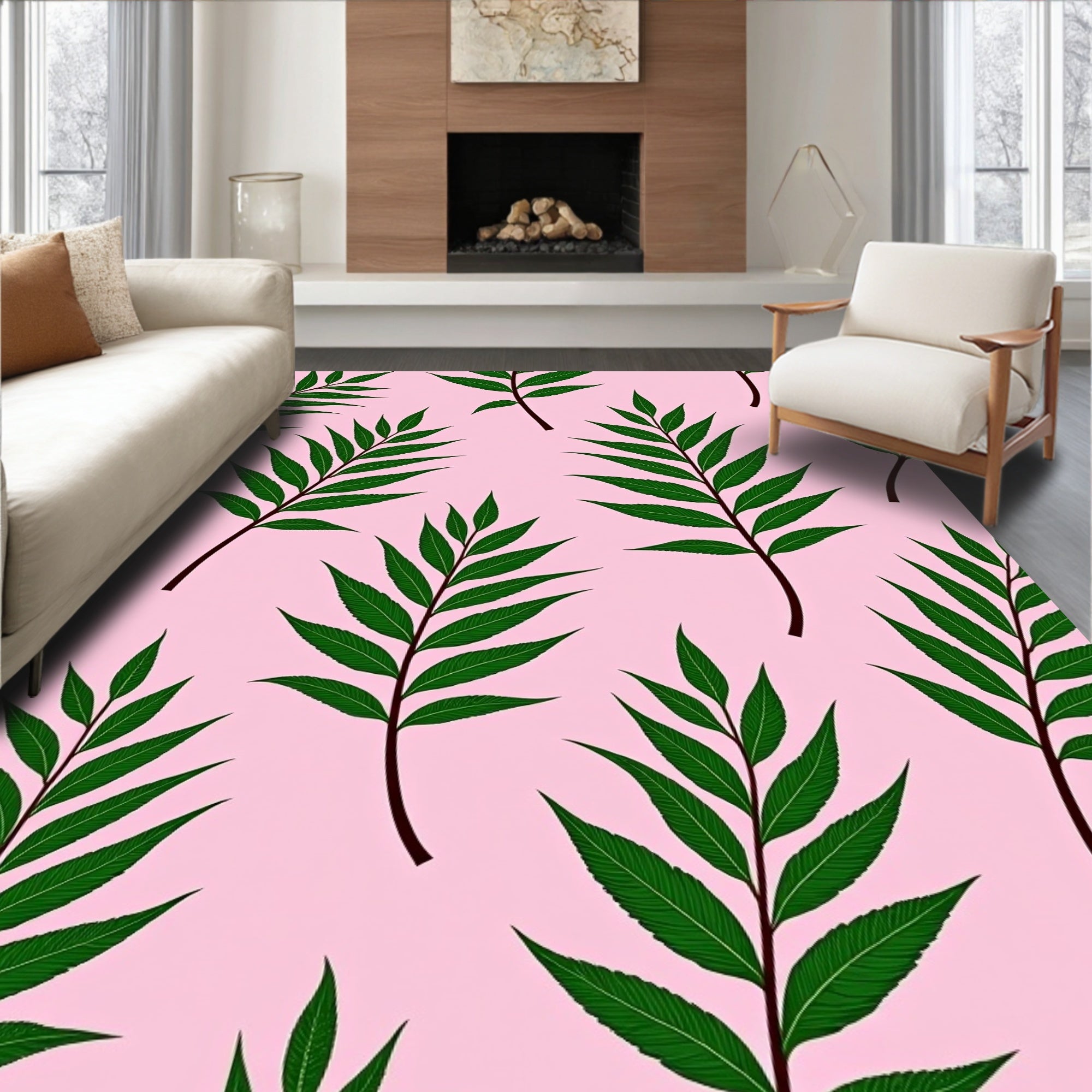 Vintage Herbarium Pressed Fern Leaves Scientific Illustration (Pink) - ODIKA