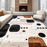 Contemporary Mocha Hues Area with Distinctive Abstract Print(White)