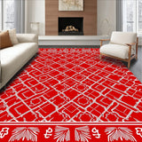 Heritage Holiday Lattice Plaid with Whimsical Scandi Ornaments(Red)