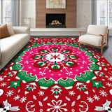 Whimsical Garden Gnome Snowflake Holiday Doormat(Red)