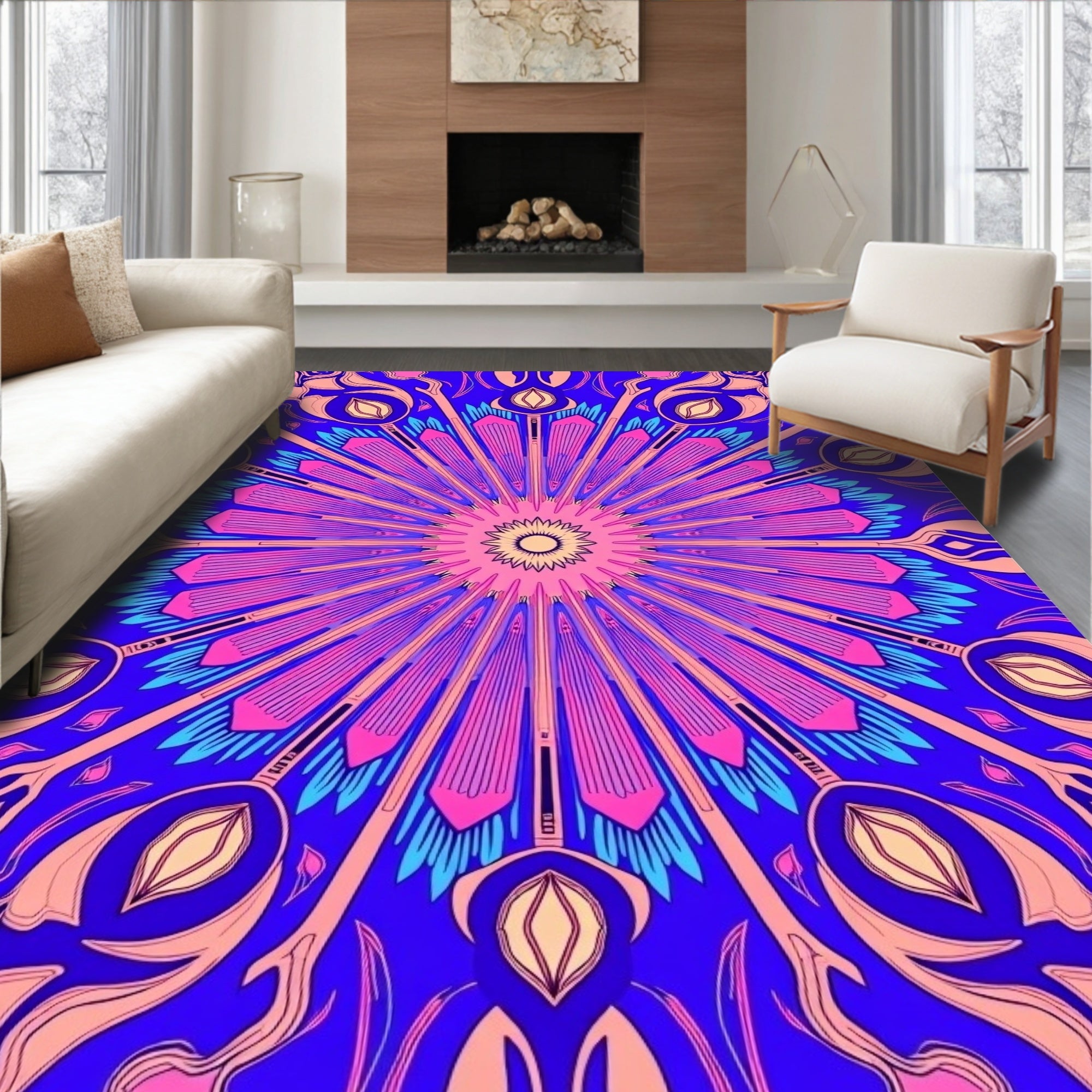Celestial Mosaic with Interlocking Starbursts (Purple) - ODIKA