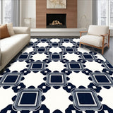 Windowpane Trellis Artisan Handwoven Bistro Café Inspired Checks (Navy)