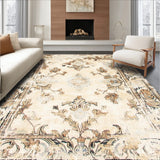 Classic Ornate Area with Distressed Damask and Timeless Neutral Shades(Beige)