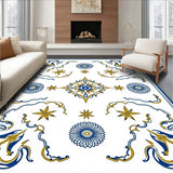 Winter Bloom Floral Medallion Interlocking Classic Design(Blue)