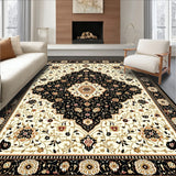 Classic Black and Beige with Refined Oriental Floral Medallions(Beige)