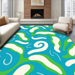 Interlocking Wave Motif with Abstract Coral Accents (Blue) - ODIKA
