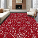 Nordic Winter Snowflake Motif with Festive Starburst Accents Interlocking Design(Red)
