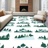 Nordic Winter Village Scene Textured Celebration Contemporary Design(Green)