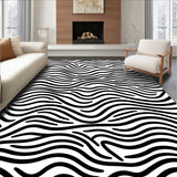 Abstract Monochrome Wave Stripe Design with Artistic Curves(Black)