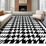 Classic Entryway Rug with Black and White Houndstooth Inspired Pattern(Black)