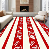 Cane Stripe Doormat with Peppermint Swirl Accents(Red)