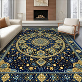 Elegant Circular Sector Area Beige with Tan Accents Anti Slip Design(Blue)