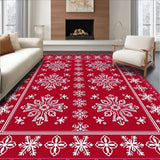 Festive Snowflake Winter Holiday Wonderland Decorative Floor(Red)