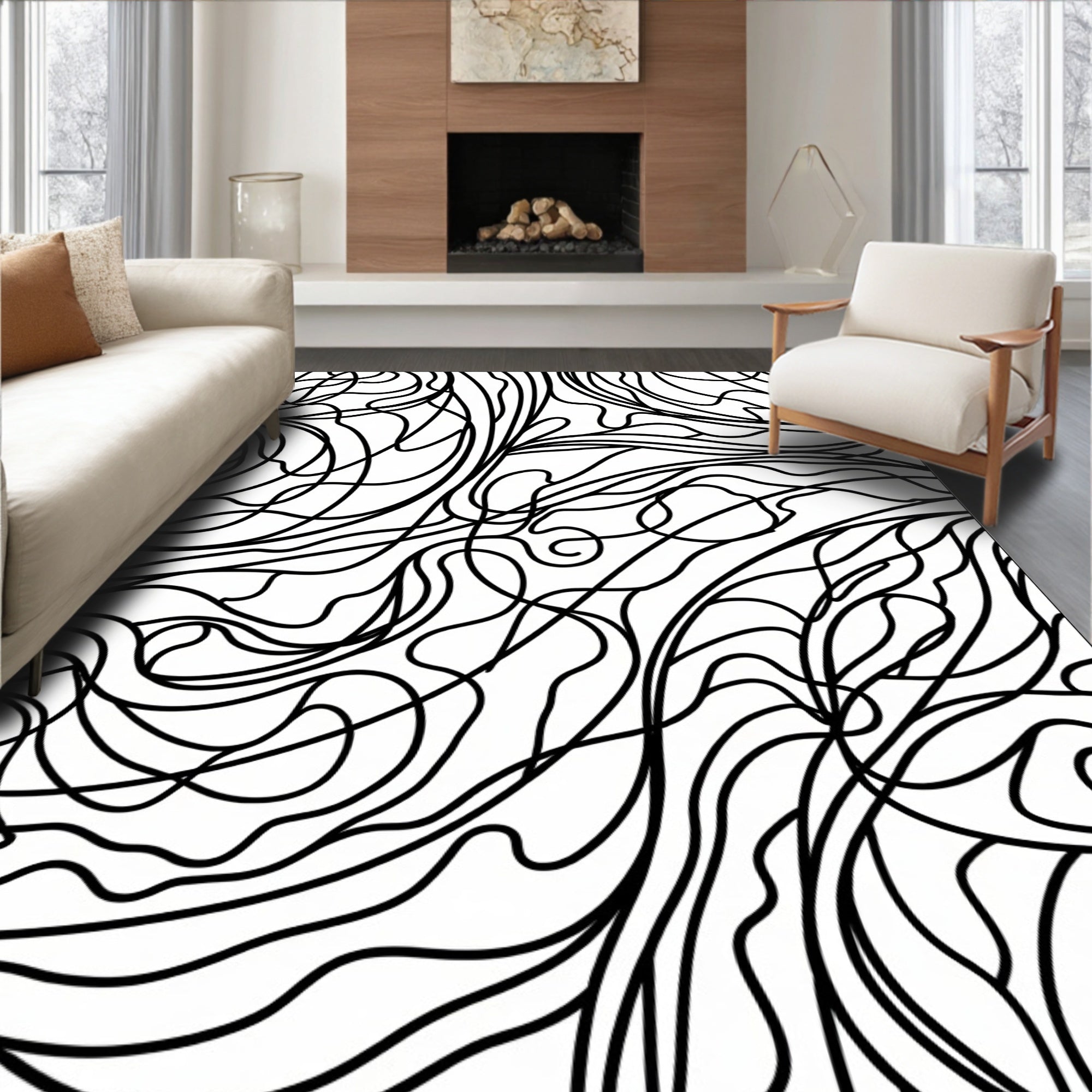 Abstract Ink Swirl With Bold Curves And Dynamic Flow (Black) - ODIKA