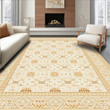 Edge Rug with Symmetrical Geometric Patterns and Neutral Tones(Beige)