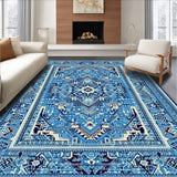 Ultra Soft Area Rug, Non Slip, Stain Resistant, Washable Area Rugs for Living Room, Bedroom, Vintage Chenille Low Pile(Blue)