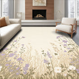 Elegant Wildflower Area Pair Beige Cushioned Kitchen Floor Mat(Beige)