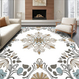 Retro Garden Tapestry with Interlocking Vine and Blossom Motifs(Brown)