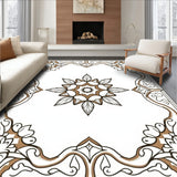 Meadow Blossom Medallion with Interlocking Lattice and Vines (Brown)