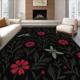 Mystical Insect and Bloom Composition Featuring Gothic Floral Arrangements (Black)