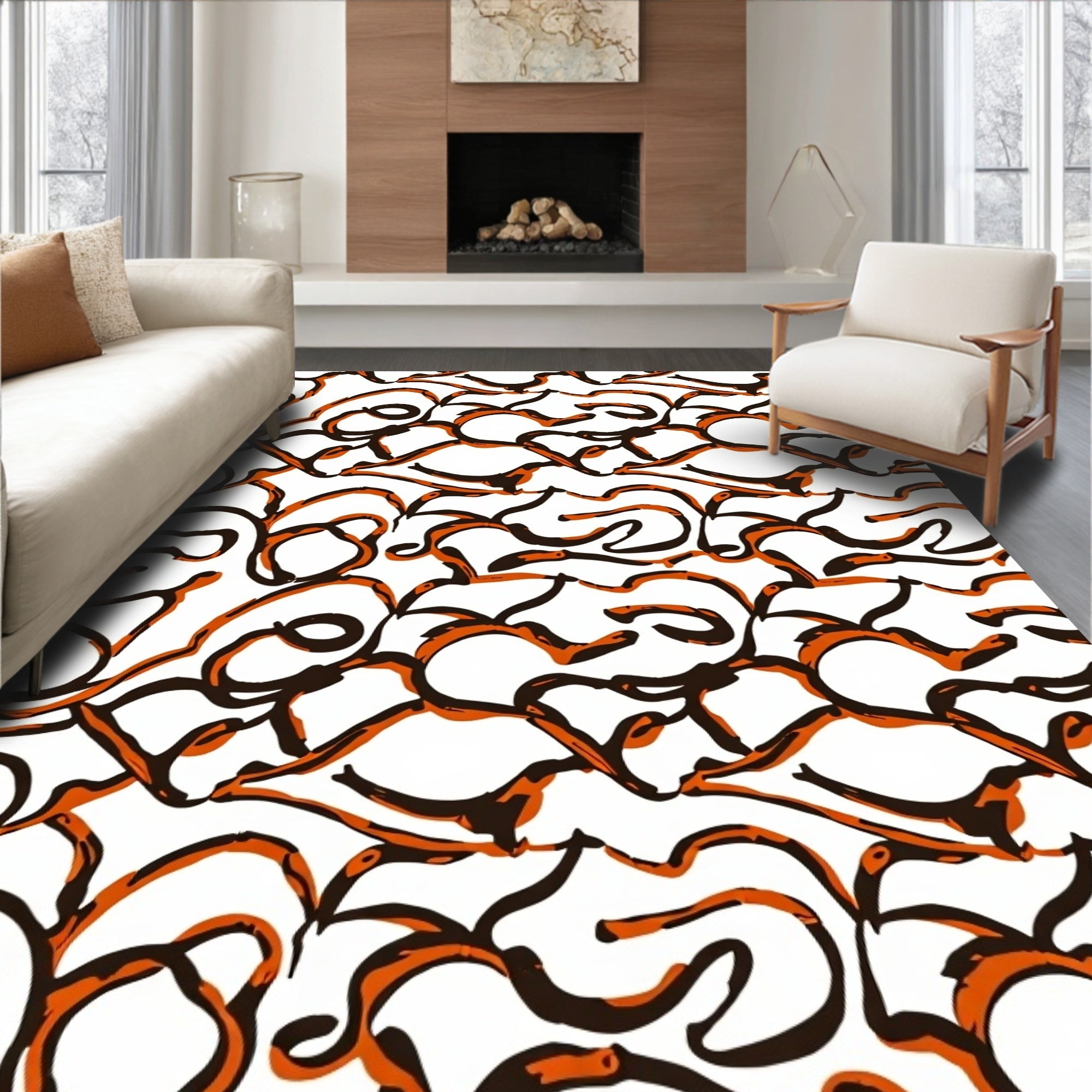 Moody Tie Dye with Interlocking Waves and Rustic Tones (Orange) - ODIKA