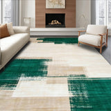 Contemporary Beige Dark Green Area Abstract Art(Beige)