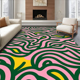 Modern Abstract Waves Intertwined With Delicate Leaf (Pink)