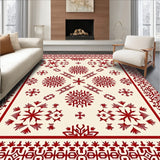 Nordic Snowflake Motif with Interlocking Festive(Red)