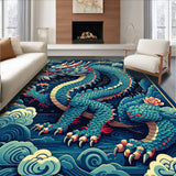Ultra Soft Area Rug, Non Slip, Stain Resistant, Washable Area Rugs for Living Room, Bedroom, Colorful Dragon Fantasy Kids Bedroom Rug(Blue)