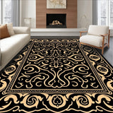 Contemporary Low Relief Swirl Design with Muted Bronze and Amber Shades (Black)