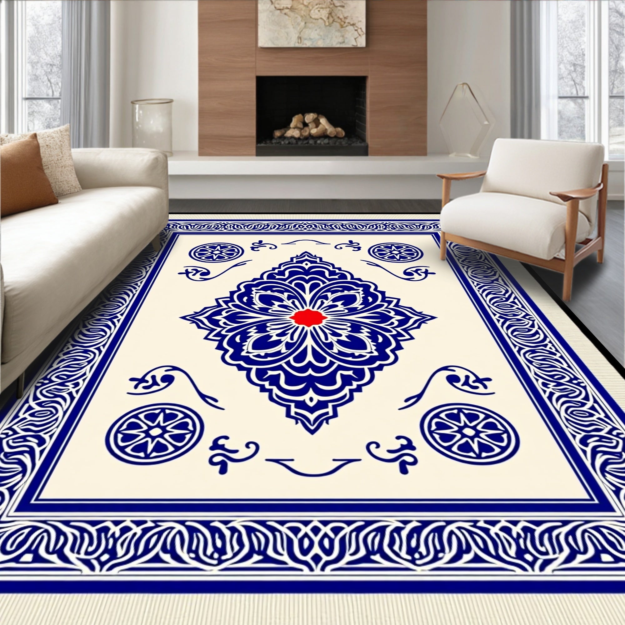 Eclectic Mosaic Ornamental Patchwork Transitional Charm (Blue) - ODIKA