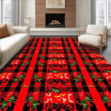 Festive Entry Plaid with Evergreen Branch Detailing(Red)