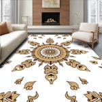 Inspired Floor Covering with Symmetrical Rosette (Beige) - ODIKA
