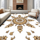 Inspired Floor Covering with Symmetrical Rosette (Beige) - ODIKA