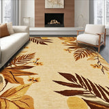 Island Breeze Weatherproof Area Rug With Decorative Botanical Pattern(Beige)