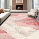 Delicate Mauve Toned Cozy Plush Floor Covering with Cute Shaggy Texture(Red)