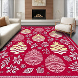 Whimsical Pinecone Overlay with Stylized Frosted Leaf Ornamentation(Red)