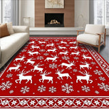 Festive Reindeer Holiday Decorative Floor With Snowflake(Red)