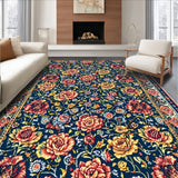 Ultra Soft Area Rug, Non Slip, Stain Resistant, Washable Area Rugs for Living Room, Bedroom, Paisley Floral Printed(Blue)