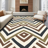 Zigzag Contemporary Floor Covering with Neutral Tones (Brown)