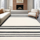 Contemporary Black & Cream Area Clean lined Stripe Design(Beige)