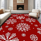 Festive Snowflake Wonderland Holiday Floor Covering(Red)