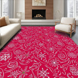 Holiday Frostflake Spiral Motif Area with Metallic Gold Touches(Red)