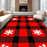 Nordic Holiday Interlocking Tartan Plaid with Snowflake Motif(Red)